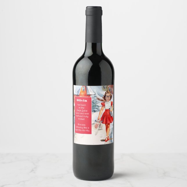 Etiqueta Para Botella De Vino Reemplazar sus Navidades faciales (Anverso)