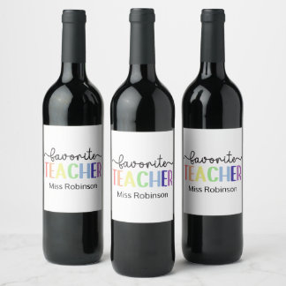 Etiqueta Para Botella De Vino Regalo de Agradecimiento para el Profesor Favorito