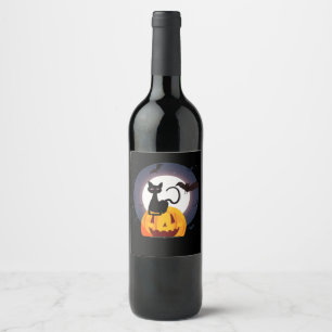 Etiqueta Para Botella De Vino Regalo de araña Calabaza de araña de gato negro