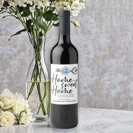 Etiqueta Para Botella De Vino Regalo de cierre de la llave de la acuarela azul f