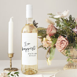 Etiqueta Para Botella De Vino Regalo de citas negras románticas de moda