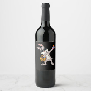 Etiqueta Para Botella De Vino Regalo de conejo   Dabbing Rabbit Easter Day Eggs