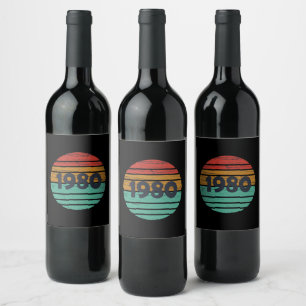 Etiqueta Para Botella De Vino Regalo de cumpleaños de 1980 vintage