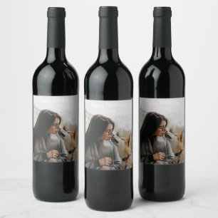 Etiqueta Para Botella De Vino Regalo de cumpleaños feliz con foto personalizada 