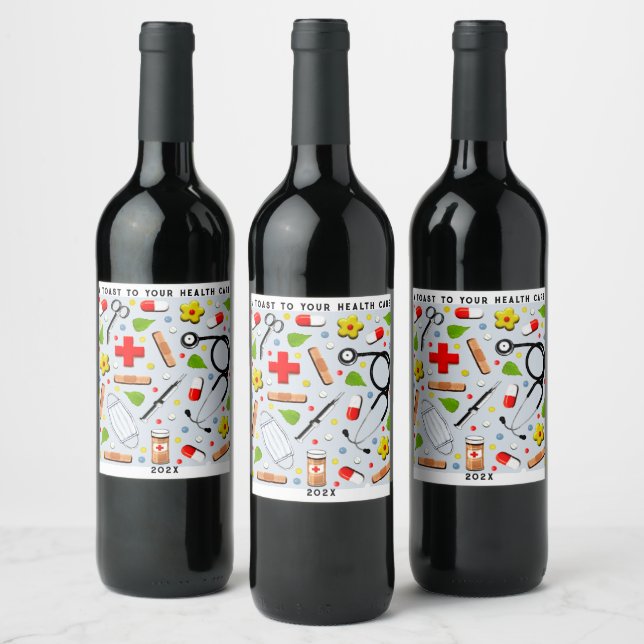 Etiqueta Para Botella De Vino Regalo de enfermera (Botellas)