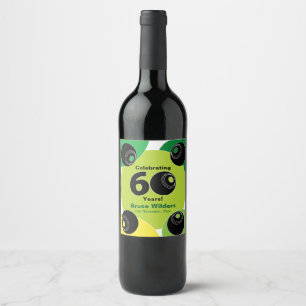 Etiqueta Para Botella De Vino Regalo de fiesta de bolos sobre césped por 60 cump
