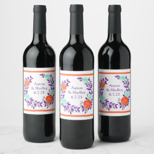 Etiqueta Para Botella De Vino Regalo de flores de flores de flores florales mode
