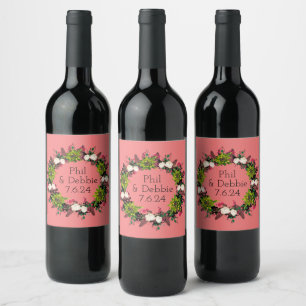 Etiqueta Para Botella De Vino Regalo de flores de flores de flores florales mode