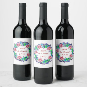 Etiqueta Para Botella De Vino Regalo de flores de flores de flores florales mode