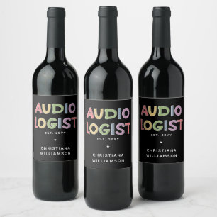 Etiqueta Para Botella De Vino Regalo de graduación de Audiología Audióloga Perso