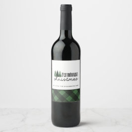 Etiqueta Para Botella De Vino Regalo de nombre familiar Green Plaid para Navidad