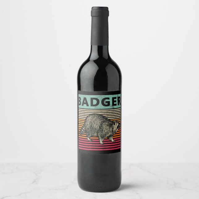 Etiqueta Para Botella De Vino Regalo de perro | Badger Wisconsin (Anverso)