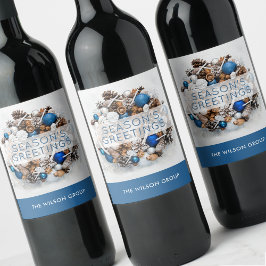 Etiqueta Para Botella De Vino Regalo de temporada de Corona de Pino para Negocio