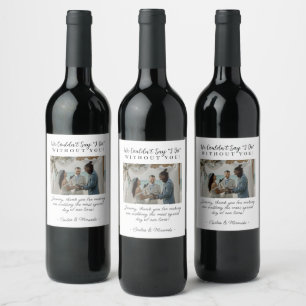 Etiqueta Para Botella De Vino Regalo de un Boda blanco moderno con foto