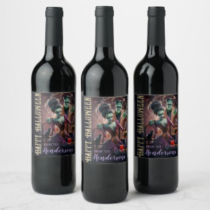 Etiqueta Para Botella De Vino Regalo de vino de Halloween feliz, Novia de Franke