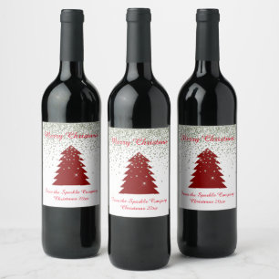ETIQUETA PARA BOTELLA DE VINO REGALO DE VINO DEL PERSONALIZABLE DE NAVIDAD ROJA