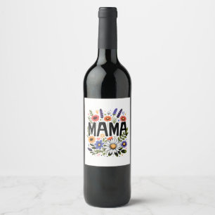 Etiqueta Para Botella De Vino Regalo del Día de la Madre Mama Floral