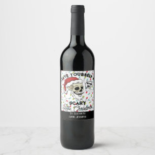 Etiqueta Para Botella De Vino Regalo Divertido Ten Un Pequeño y Aterrador Navida