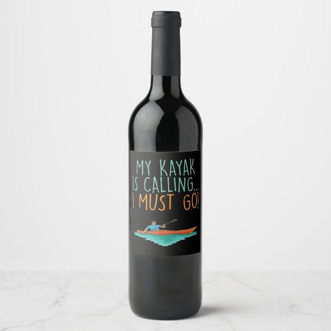 Etiqueta Para Botella De Vino Regalo Kayak (Anverso)