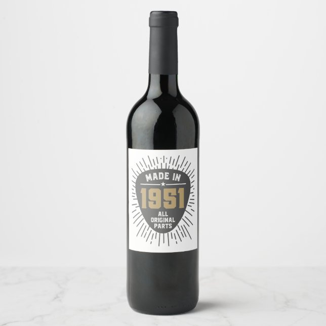 Etiqueta Para Botella De Vino Regalo para hecho en 1951 (Anverso)