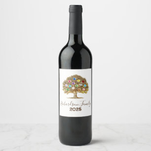 Etiqueta Para Botella De Vino Regalo personalizado de árbol genealógico con pied