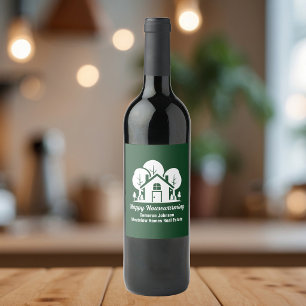 Etiqueta Para Botella De Vino Regalo personalizado de inauguración de casa Feliz