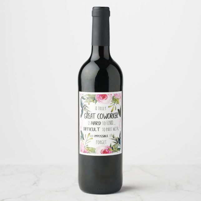 Etiqueta Para Botella De Vino Regalo por un compañero de trabajo que deja regalo (Anverso)