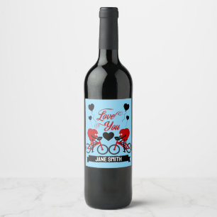 Etiqueta Para Botella De Vino Regalo Romántico para Pareja Ciclista