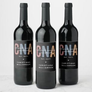 Etiqueta Para Botella De Vino Regalos de Auxiliar de Enfermería Certificados por