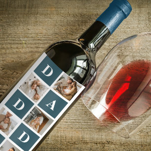 Etiqueta Para Botella De Vino Regalos de Foto y Verde para Padres de Collage Mod