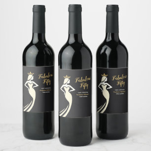 Etiqueta Para Botella De Vino Reina de los Cincuenta Fabulosos Cumpleaños 50 Dor