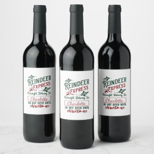 Etiqueta Para Botella De Vino ¡Reindeer Express para un Navidad alegre!