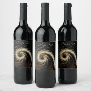 Etiqueta Para Botella De Vino Remolino dorado sobre negro