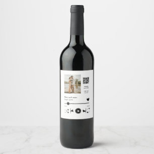 Etiqueta Para Botella De Vino Reproductor de música pareja personalizada código 