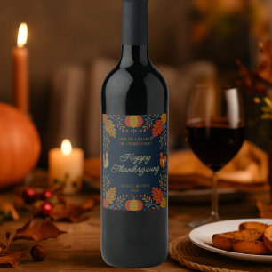 Etiqueta Para Botella De Vino Reserva de Cosecha Otoño Pavo Familia Día de Acció