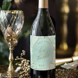 Etiqueta Para Botella De Vino Resumen Agate Boda Gracias V1 Mint ID827