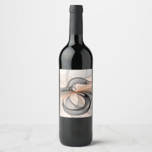Etiqueta Para Botella De Vino Resumen Antracita Grey Siena Arte Fractal Moderno