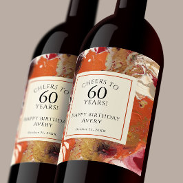Etiqueta Para Botella De Vino Resumen artístico Boho colorido cumpleaños número