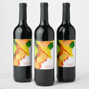 Etiqueta Para Botella De Vino Resumen de arte alcohol tinta amarillo verde