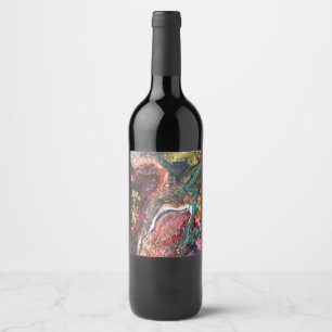 Etiqueta Para Botella De Vino Resumen de flores mágicas oro rosa