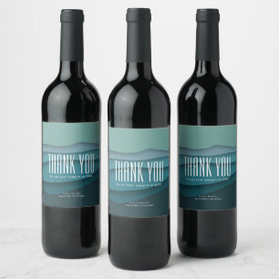 Etiqueta Para Botella De Vino Resumen de las olas del océano azul Gracias