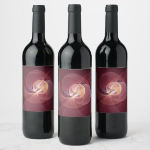 Etiqueta Para Botella De Vino Resumen Elegante Vino Moderno Arte Fractal Rojo