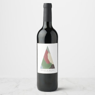 Etiqueta Para Botella De Vino Resumen Etiqueta de vino de árbol de Navidad geomé