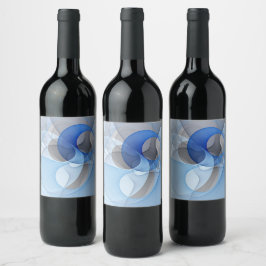 Etiqueta Para Botella De Vino Resumen moderno Gráfico de arte fractal gris azul