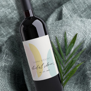 Etiqueta Para Botella De Vino Resumen moderno Rubor amarillo Aqua Bridal Shower