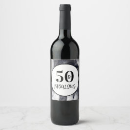 Etiqueta Para Botella De Vino Resumen Negro y blanco 50 y fabuloso cumpleaños