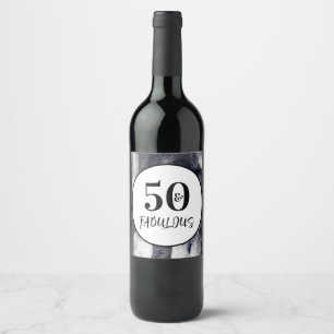 Etiqueta Para Botella De Vino Resumen Negro y blanco 50 y fabuloso cumpleaños