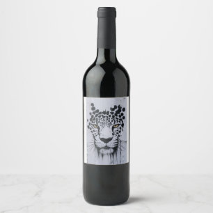 Etiqueta Para Botella De Vino Retrato Artístico de Leopardo para Sudadera con Ca