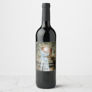 Etiqueta Para Botella De Vino Retrato Boda personalizado caligrafía moderna