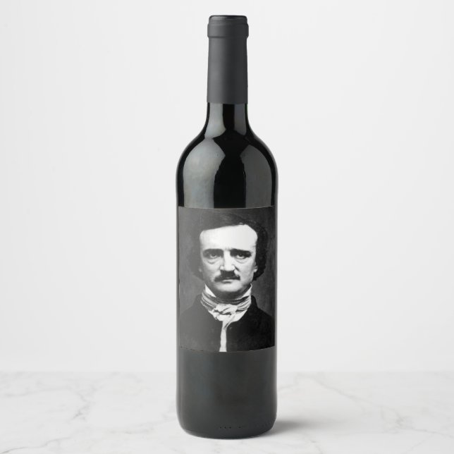 Etiqueta Para Botella De Vino Retrato de Edgar Allan Poe (Anverso)